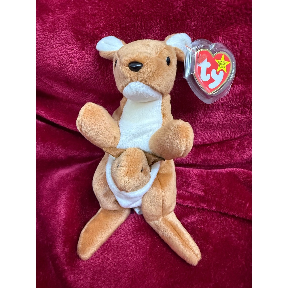 Ty Beanie Baby Pouch Kangaroo Unisex OS Tan Excellent Joey Plush Toy 1996